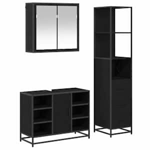 Sada koupelnového nábytku 3 pcs Černý dub kompozitní dřevo - obrázek 2
