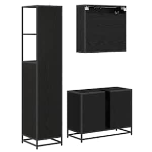 Sada koupelnového nábytku 3 pcs Černý dub kompozitní dřevo - obrázek 9