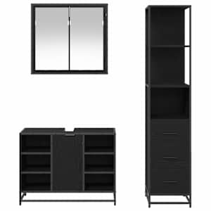 Sada koupelnového nábytku 3 pcs Černý dub kompozitní dřevo - obrázek 8