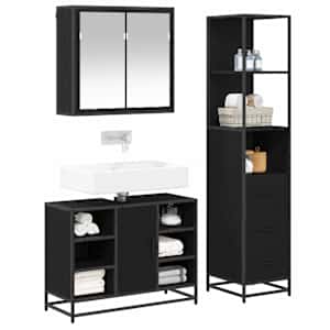 Sada koupelnového nábytku 3 pcs Černý dub kompozitní dřevo - obrázek 3