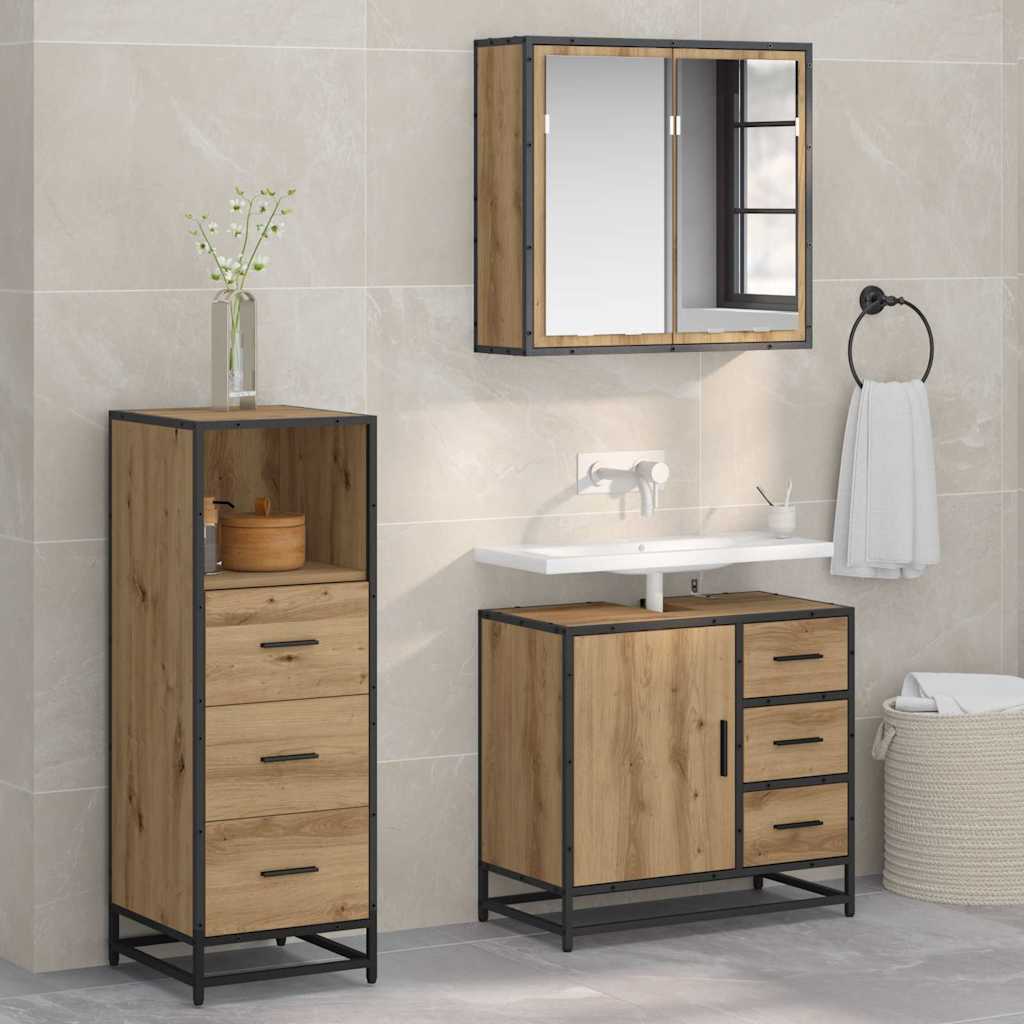vidaXL Set de mobilier pentru baie cu sertar 3 pcs stejar artizanal