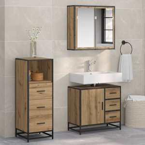 Komplet pohištva za kopalnico s predalom 3 pcs Umetni hrast