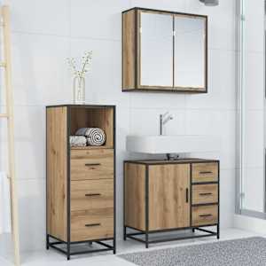 Sada koupelnového nábytku 3 pcs Artisanový dub kompozitní dřevo - obrázek 4