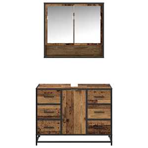 Sada koupelnového nábytku 2 pcs Staré dřevo kompozitní dřevo - obrázek 7