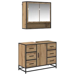 vidaXL Vannitoa m&ouml;&ouml;bleset 2 tk K&auml;sit&ouml;&ouml;puu 80 x 33 x 60 cm Tehispuit