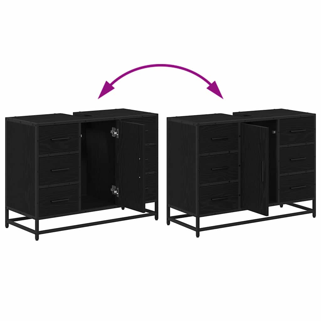 Sada koupelnového nábytku 2 pcs Černý dub kompozitní dřevo - obrázek 14