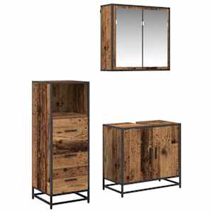 vidaXL Vannitoa m&ouml;&ouml;bleset 3 tk Vana puit 65 x 33 x 60 cm Tehispuit