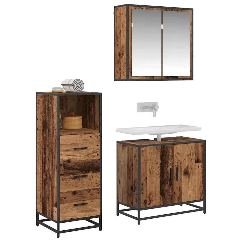 vidaXL Badkamermeubelset 3 pcs Oud hout 65 x 33 x 60 cm Bewerkt hout