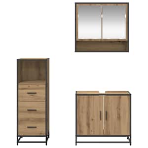 Sada koupelnového nábytku 3 pcs Artisanový dub kompozitní dřevo - obrázek 9