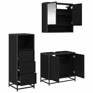 Sada koupelnového nábytku 3 pcs Černý dub kompozitní dřevo - obrázek 5