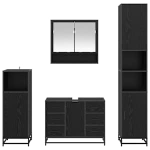 Sada koupelnového nábytku 4 pcs Černý dub kompozitní dřevo - obrázek 9