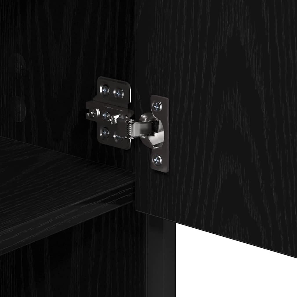 Vannitoa mööbleset riiuliga uksega 3 pcs Must tamm Tehispuit - Image 11