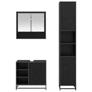 Sada koupelnového nábytku 3 pcs Černý dub kompozitní dřevo - obrázek 8