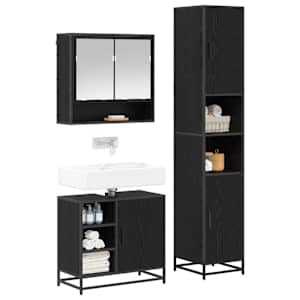 Sada koupelnového nábytku 3 pcs Černý dub kompozitní dřevo - obrázek 3