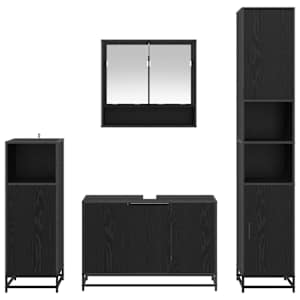 Sada koupelnového nábytku 4 pcs Černý dub kompozitní dřevo - obrázek 9