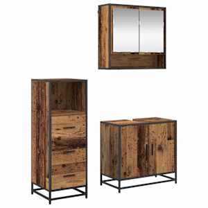 vidaXL Vannitoa m&ouml;&ouml;bleset 3 tk Vana puit 65 x 33 x 60 cm Tehispuit