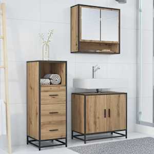 Sada koupelnového nábytku 3 pcs Artisanový dub kompozitní dřevo - obrázek 4