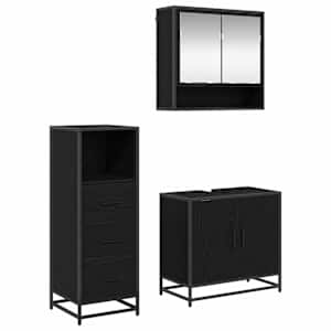 Sada koupelnového nábytku 3 pcs Černý dub kompozitní dřevo - obrázek 2