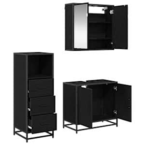 Sada koupelnového nábytku 3 pcs Černý dub kompozitní dřevo - obrázek 5