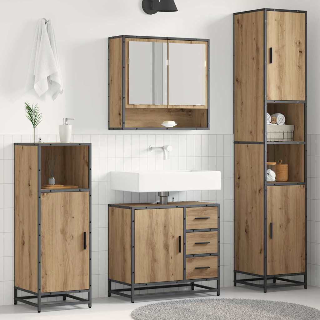 Seturi de mobilier pentru baie - cu sertar cu raft 4 pcs stejar artizanal 35 x 37.5 x 188.5 cm