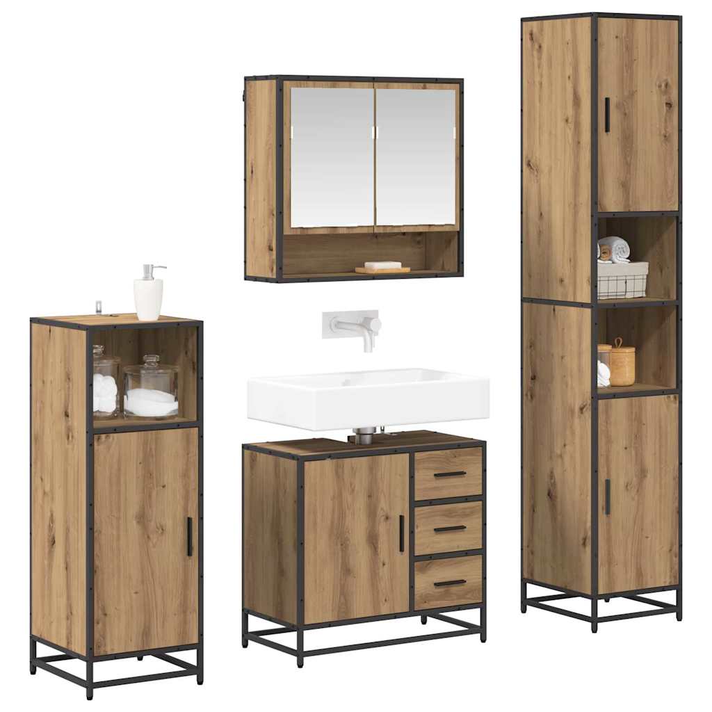 vidaXL met lade 4 pcs artisanaal eikenkleurig 35 x 37.5 x 188.5 cm