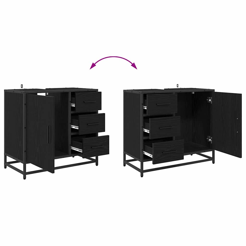 Sada koupelnového nábytku 4 pcs Černý dub kompozitní dřevo - obrázek 15