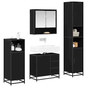 Sada koupelnového nábytku 4 pcs Černý dub kompozitní dřevo - obrázek 3