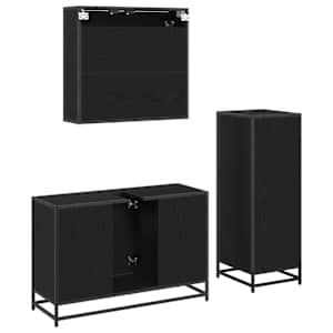 Sada koupelnového nábytku 3 pcs Černý dub kompozitní dřevo - obrázek 5