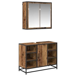 vidaXL Vannitoa m&ouml;&ouml;bleset 2 tk Vana puit 80 x 33 x 60 cm Tehispuit