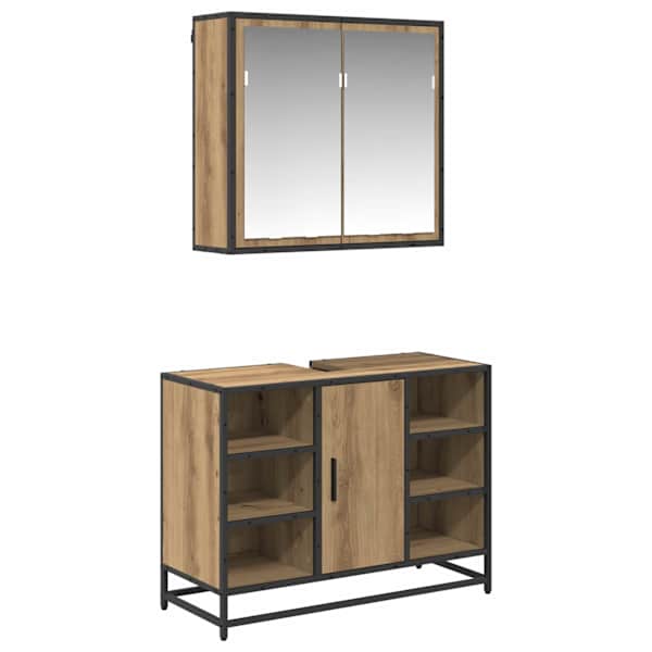 vidaXL Vannitoa m&ouml;&ouml;bleset 2 tk K&auml;sit&ouml;&ouml;puu 80 x 33 x 60 cm Tehispuit