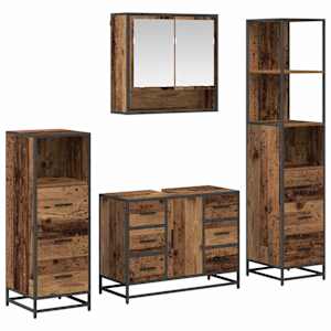 vidaXL Vannitoa m&ouml;&ouml;bleset 4 tk Vana puit 80 x 33 x 60 cm Tehispuit