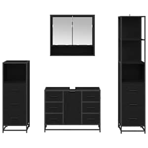 Sada koupelnového nábytku 4 pcs Černý dub kompozitní dřevo - obrázek 9