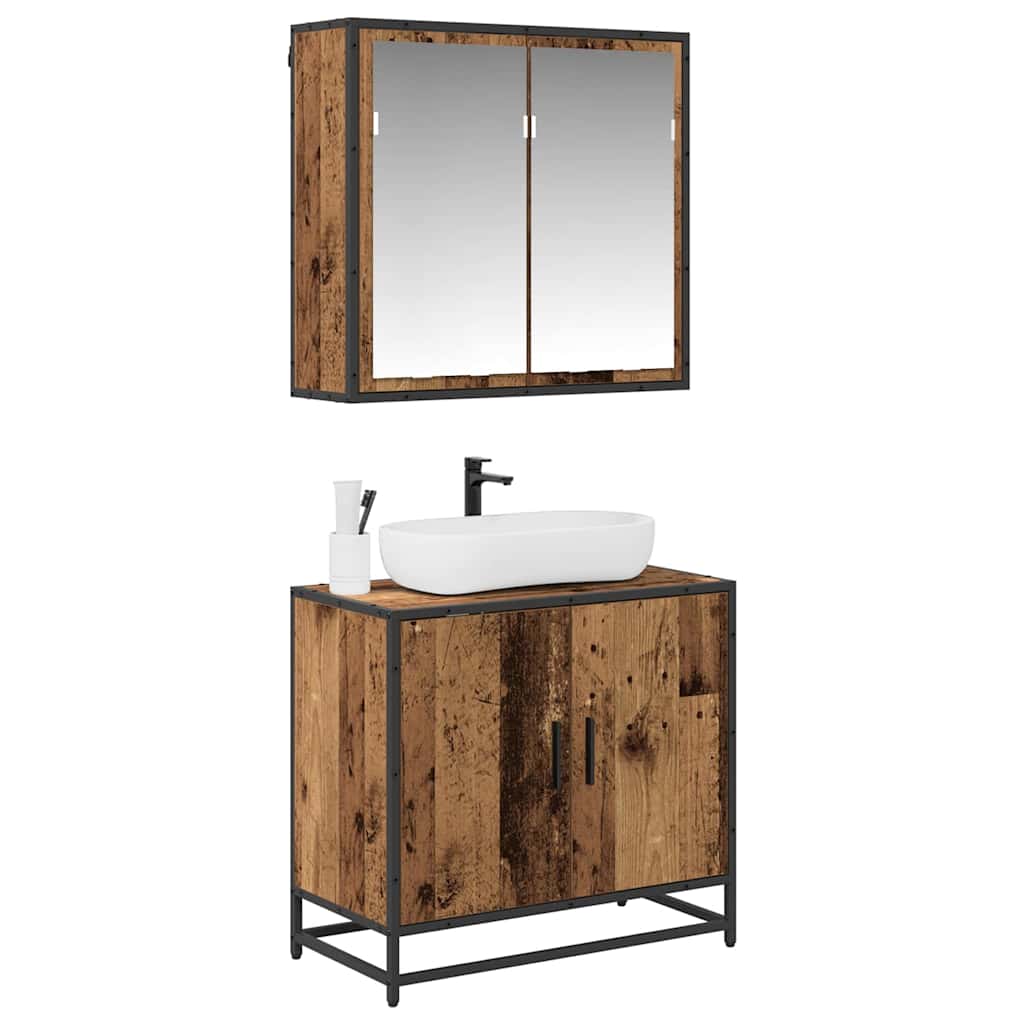 vidaXL Badkamermeubelset 2 pcs Oud hout 65 x 33 x 60 cm Bewerkt hout