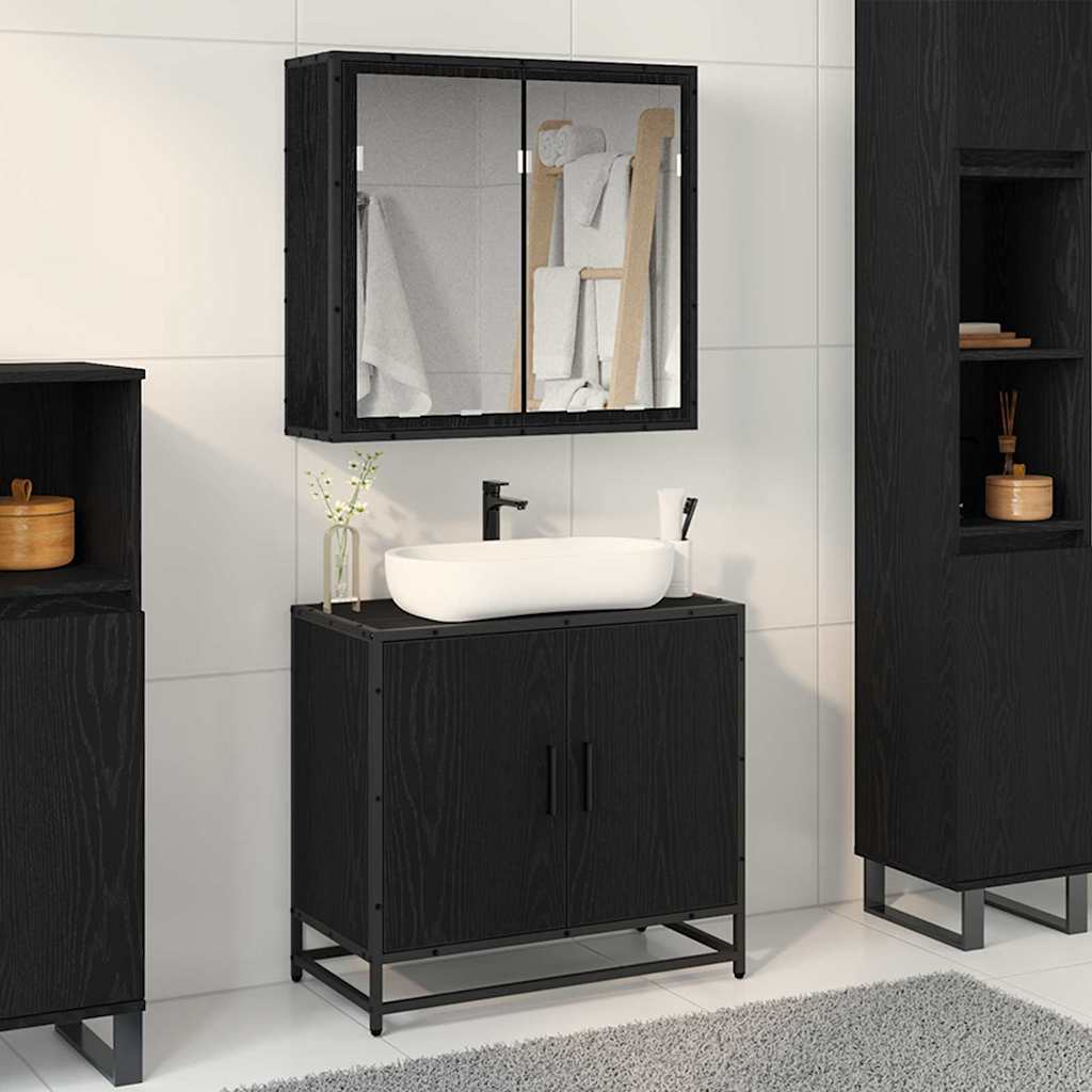 Seturi de mobilier pentru baie - Set de mobilier pentru baie 2 pcs Stejar negru 65 x 33 x 60 cm