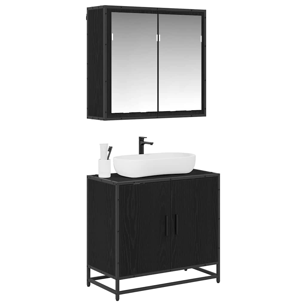 vidaXL Badkamermeubelset met opslag 2 pcs Zwart eiken 65 x 33 x 60 cm