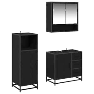 Sada koupelnového nábytku 3 pcs Černý dub kompozitní dřevo - obrázek 1