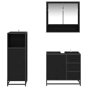 Sada koupelnového nábytku 3 pcs Černý dub kompozitní dřevo - obrázek 3