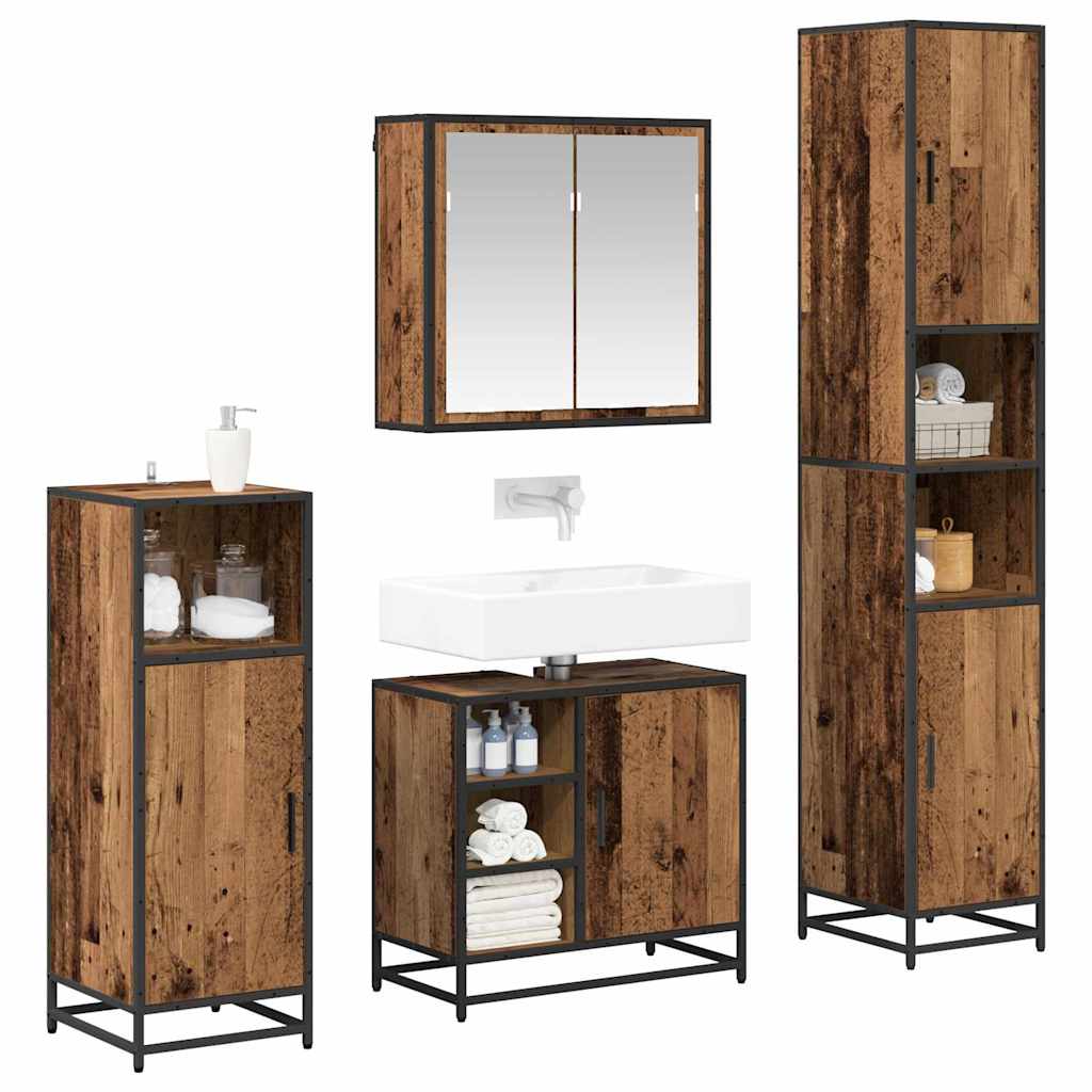 vidaXL Badkamermeubelset 4 pcs Oud hout 65 x 33 x 60 cm Bewerkt hout