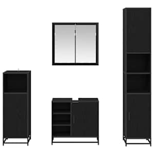 Sada koupelnového nábytku 4 pcs Černý dub kompozitní dřevo - obrázek 9
