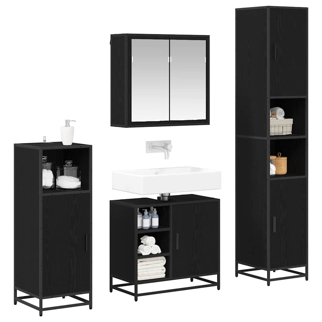 vidaXL Badkamermeubelset met opslag 4 pcs Zwart eiken 65 x 33 x 60 cm