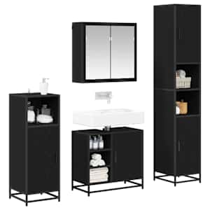 Sada koupelnového nábytku 4 pcs Černý dub kompozitní dřevo - obrázek 3