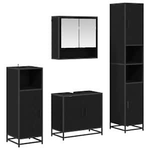 vidaXL Vannitoa m&ouml;&ouml;bleset 4 tk Must tamm 35 x 37,5 x 188,5 cm
