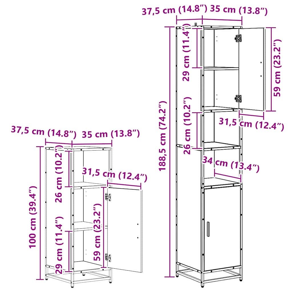 Sada koupelnového nábytku 4 pcs Černý dub kompozitní dřevo - obrázek 20