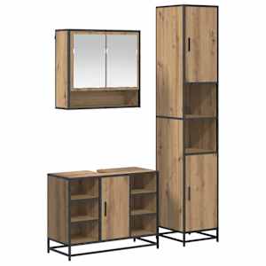 vidaXL Vannitoa m&ouml;&ouml;bleset 3 tk K&auml;sit&ouml;&ouml;puu 35 x 37,5 x 188,5 cm