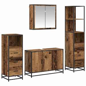 vidaXL Vannitoa m&ouml;&ouml;bleset 4 tk Vana puit 90 x 33 x 60 cm Tehispuit