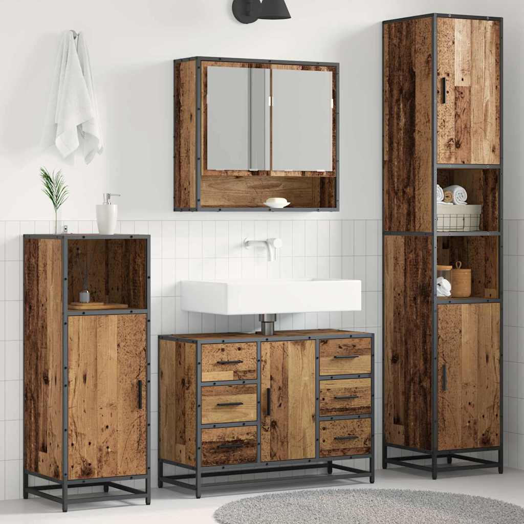 vidaXL Set de mobilier pentru baie 3 pcs Lemn Vechi Lemn compozit