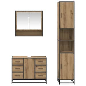 Sada koupelnového nábytku 3 pcs Artisanový dub kompozitní dřevo - obrázek 8