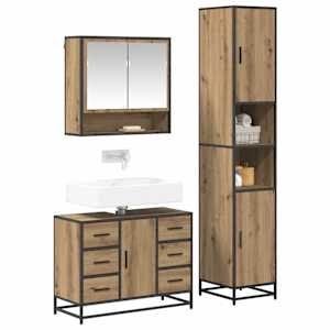 Sada koupelnového nábytku 3 pcs Artisanový dub kompozitní dřevo - obrázek 3