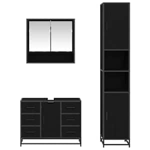 Sada koupelnového nábytku 3 pcs Černý dub kompozitní dřevo - obrázek 8