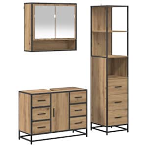 vidaXL Vannitoa m&ouml;&ouml;bleset 3 tk K&auml;sit&ouml;&ouml;puu 35 x 37,5 x 166 cm Tehispuit